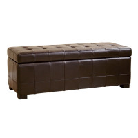 Baxton Studio Full Leather Ottoman Dark Brown Y-105-001-dark brown